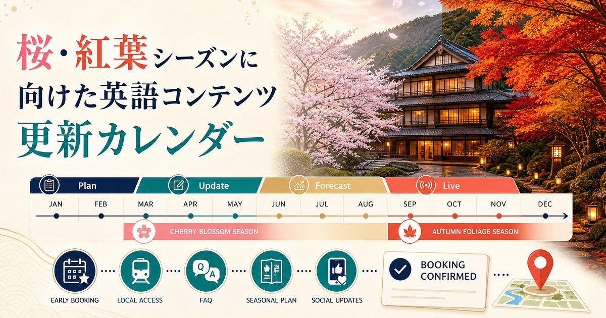 桜・紅葉シーズンに向けた英語コンテンツ更新カレンダーのカバー画像
