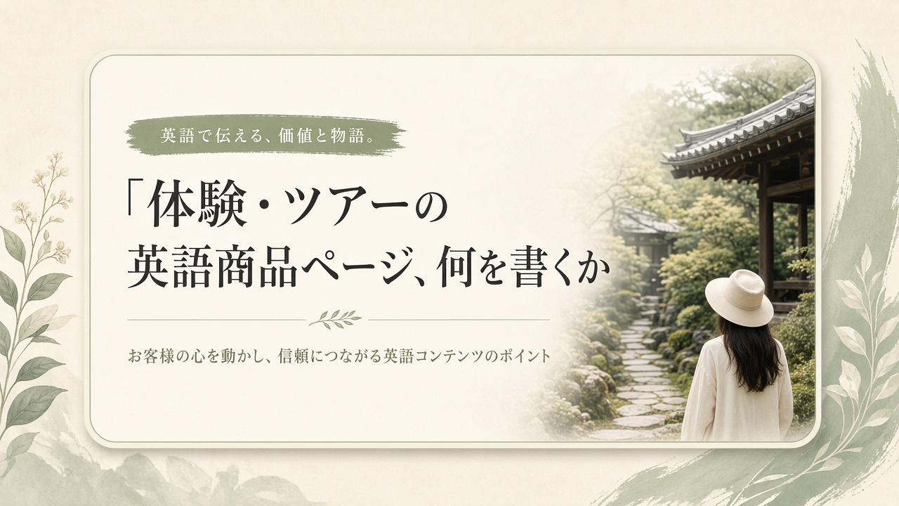 体験・ツアーの英語商品ページ、何を書くか