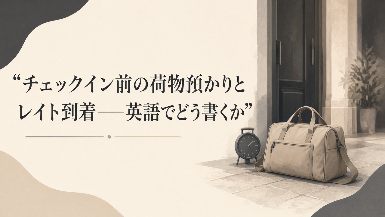 チェックイン前の荷物預かりとレイト到着——英語でどう書くか