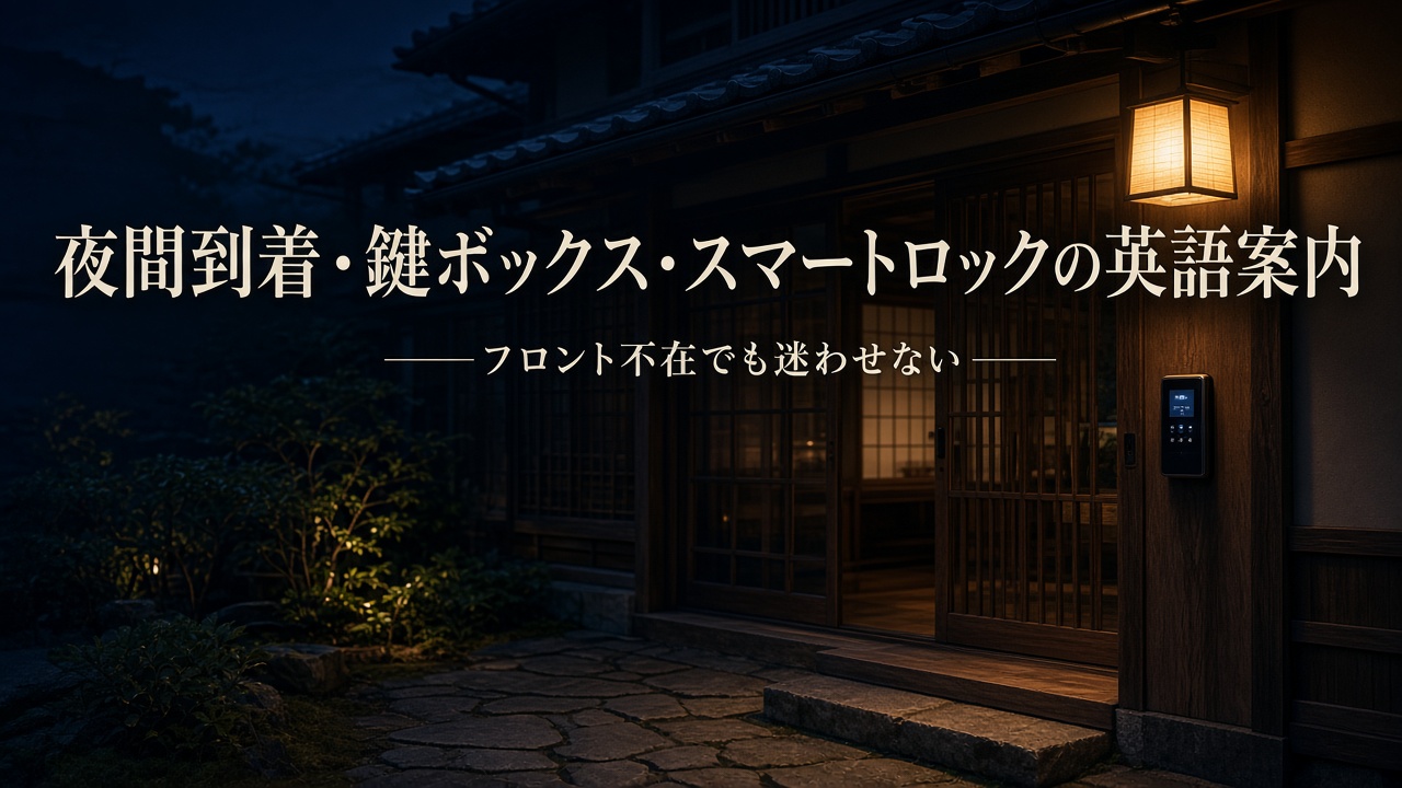 夜間到着・鍵ボックス・スマートロックの英語案内——フロント不在でも迷わせない