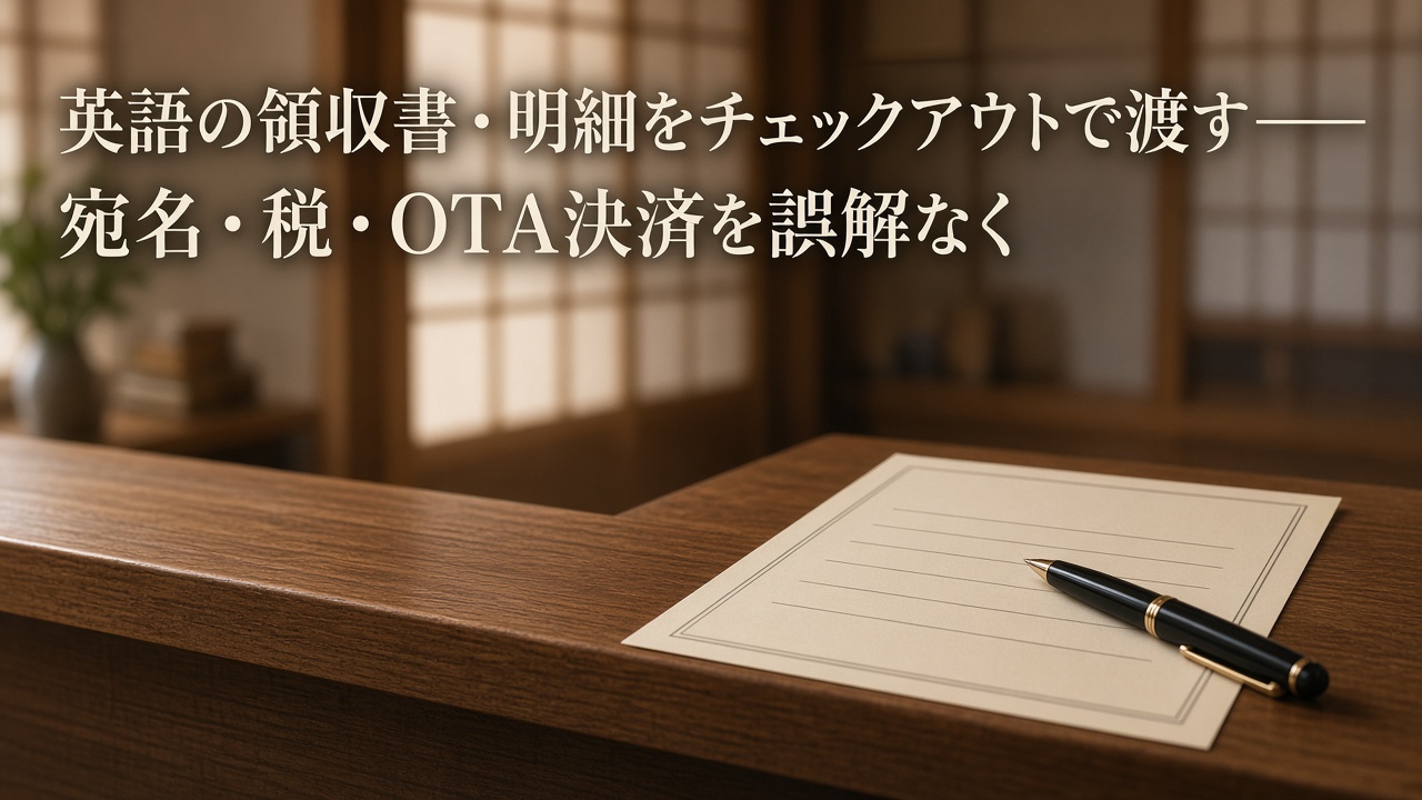 英語の領収書・明細をチェックアウトで渡す——宛名・税・OTA決済を誤解なく