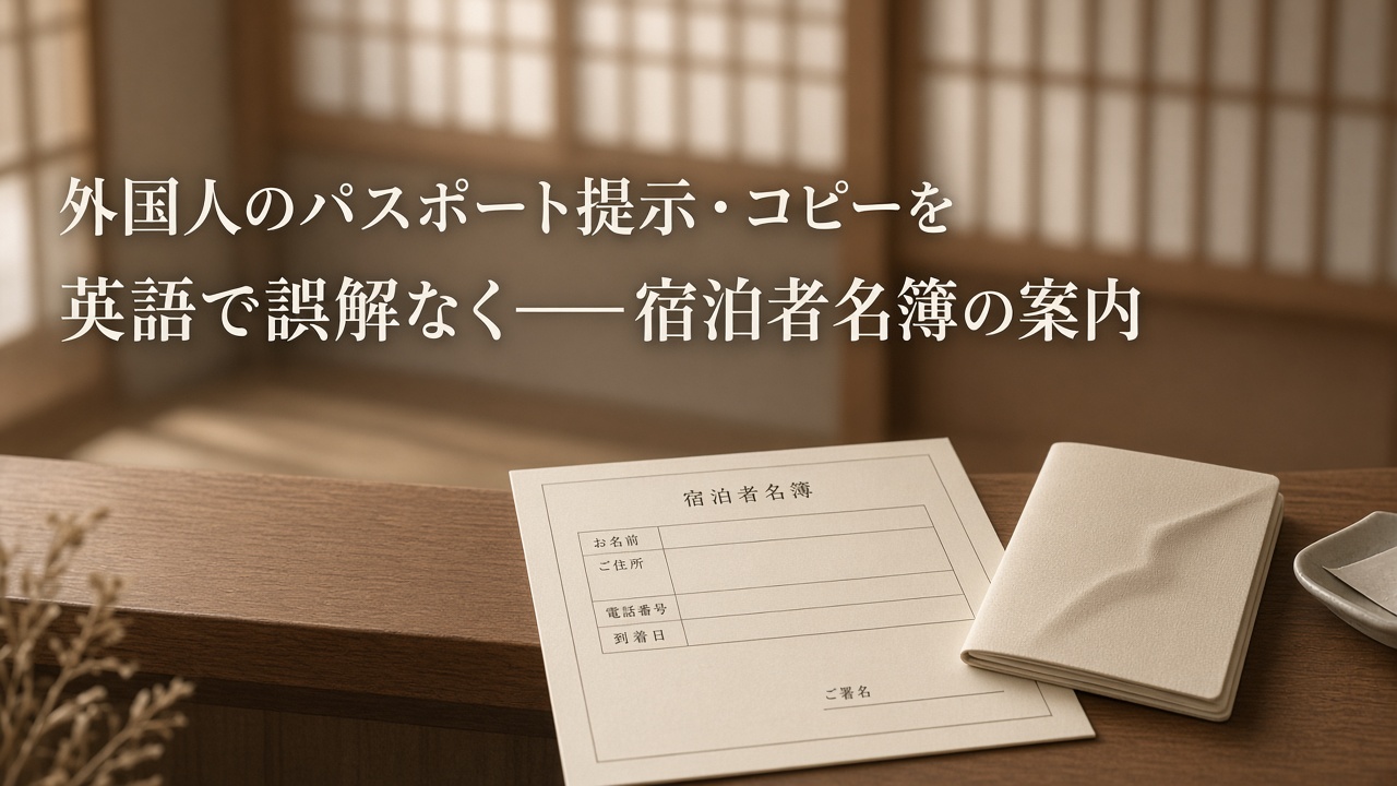 外国人のパスポート提示・コピーを英語で誤解なく——宿泊者名簿の案内のカバー画像